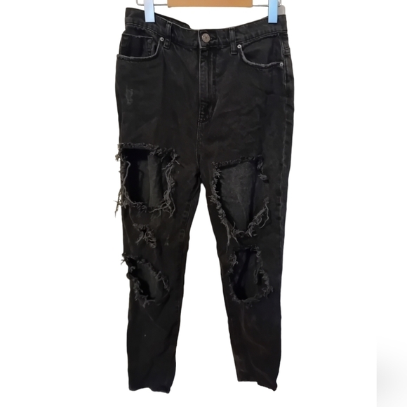 BDG Denim - Urban Outfitter UO BDG Women's Mom Jeans Distressed Ripped Black Denim Pants W29